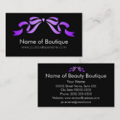Carte De Visite Boutique moderne Purple et Black Girl Ruban (Devant / Derrière)