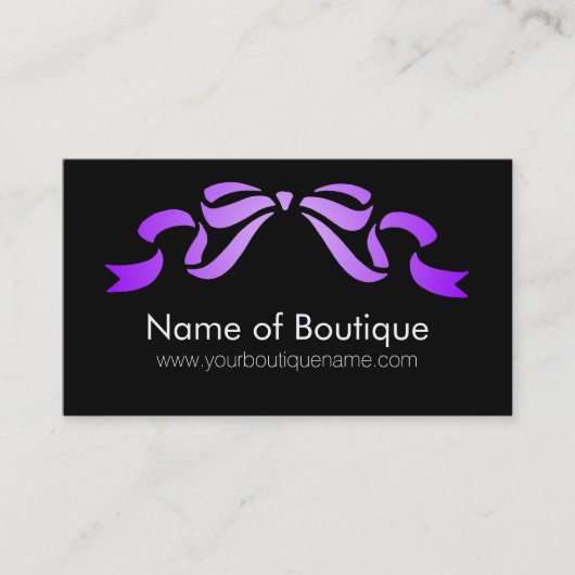 Carte De Visite Boutique moderne Purple et Black Girl Ruban (Devant)