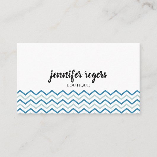 Carte De Visite Boutique Motif Aqua Blue Chevron (Devant)