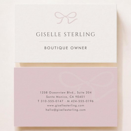 Carte De Visite Boutique Owner Pink Bow