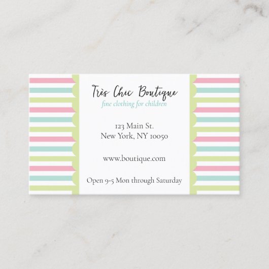 Carte De Visite Boutique Pastel Stripes (Devant)
