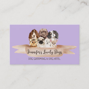 Carte De Visite Boutique pourpre pour animaux de compagnie Groomin