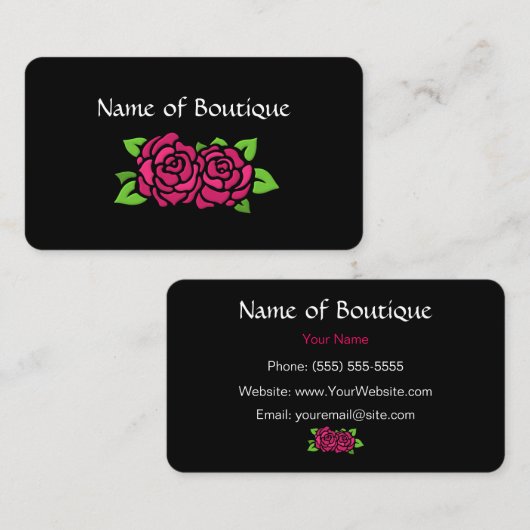 Carte De Visite Boutique Rose Et Noir (Devant / Derrière)