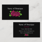 Carte De Visite Boutique rose et noire avec des roses (Devant / Derrière)