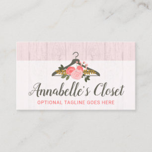 Carte De Visite Boutique rose florale de mode de cabinet de cintre