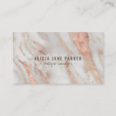 Carte De Visite boutique rose or veiné marbre pierre (Devant)