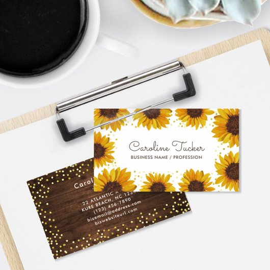 Carte De Visite Boutique Rustique Sunflower Gold Dots
