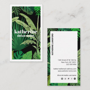 Carte De Visite Boutique & Salon moderne Tropical de luxe Noir