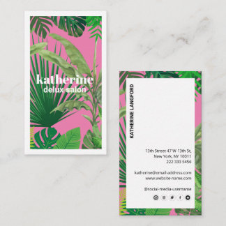 Carte De Visite Boutique & Salon moderne Tropical de luxe rose