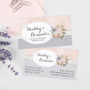 Carte De Visite Boutique Shabby Chic Rustic Floral Boutons à coudr
