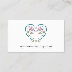 Carte De Visite Boutique simple Elegant Chalkboard Floral Heart