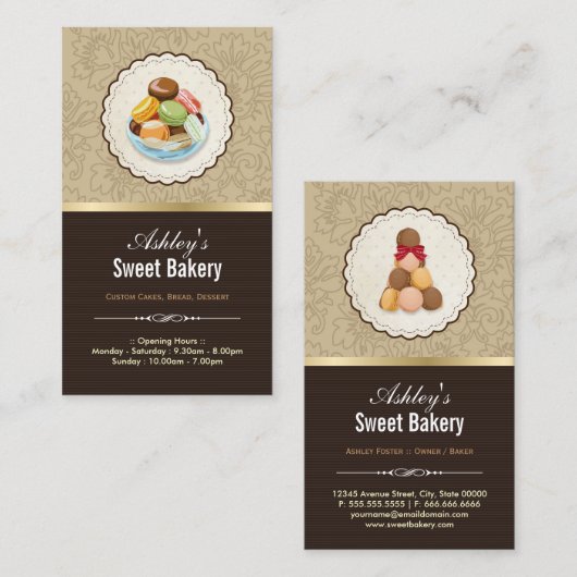 Carte De Visite Boutique Sweet Bakery - Macarons parisiens françai (Devant / Derrière)