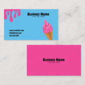 Carte De Visite Boutique unique de crème glacée rose et bleu jaune (Devant / Derrière)