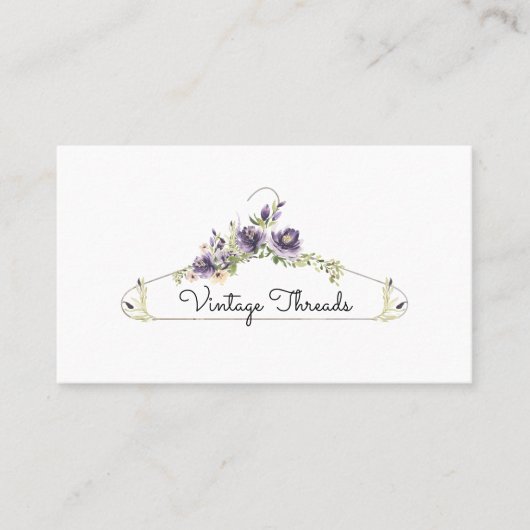 Carte De Visite Boutique Vêtements | Logo du cintre à fleurs (Devant)