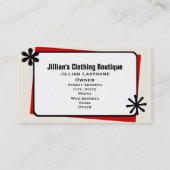 Carte De Visite Boutique Vêtements - Mannequin Plaid Rouge (Dos)