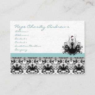 Carte De Visite Boutique Vêtements Vintages Bleu Mode Diva Damask