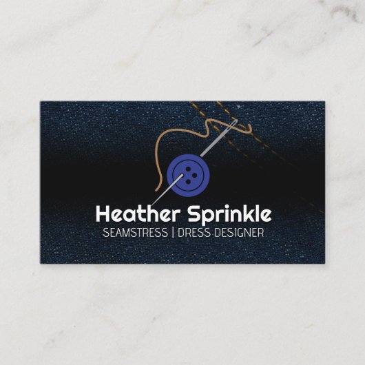 Carte De Visite Bouton Aiguilles à coudre | Jean Fabric (Devant)