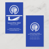 Carte De Visite Bouton bleu clair servant l'icône du plat (Devant / Derrière)