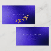 Carte De Visite Bouton bleu Cobalt Cercle d'or Noir (Devant / Derrière)