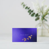 Carte De Visite Bouton bleu Cobalt Cercle d'or Noir (Debout devant)