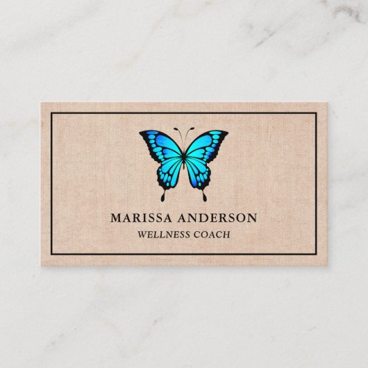 Carte De Visite Bouton bleu rustique (Devant)