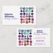 Carte De Visite Bouton de couture couleur aquarelle (Devant / Derrière)