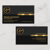 Carte De Visite Bouton Gold Line Colonnes noir gris (Devant / Derrière)