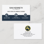 Carte De Visite Bouton Icône Retro White Blue Column Plumbing (Devant / Derrière)