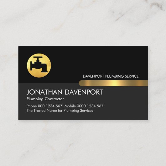 Carte De Visite Bouton noir gris or (Devant)