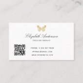 Carte De Visite Bouton or blanc logo élégant code QR (Dos)