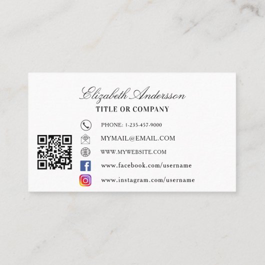 Carte De Visite Bouton or blanc logo QR code (Dos)