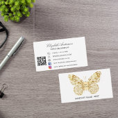 Carte De Visite Bouton or blanc logo QR code