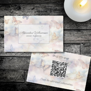 Carte De Visite Boutons d'aquarelle à double face avec code QR