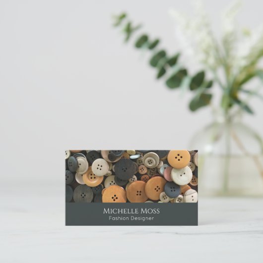 Carte De Visite Boutons de couture du code QR Modifications profes (Debout devant)