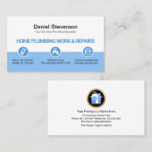 Carte De Visite Boutons d'icône de plomberie en calques bleus rétr (Devant / Derrière)