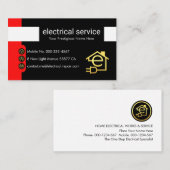 Carte De Visite Boutons verticaux rouges symbole d'électricité (Devant / Derrière)