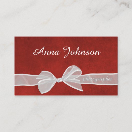 Carte De Visite Bow blanc sur rouge (Devant)