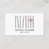 Carte De Visite Bow Bobby Pins Coiffeur Stylo Salon de coiffure Co (Devant)