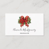 Carte De Visite Bow de Noël Festif Rouge et Or (Devant)