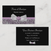 Carte De Visite Bow dentelle violette Rose avec Motif Cheetah (Devant / Derrière)