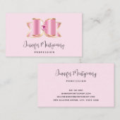 Carte De Visite Bow en verre rose avec pierre centrale (Devant / Derrière)