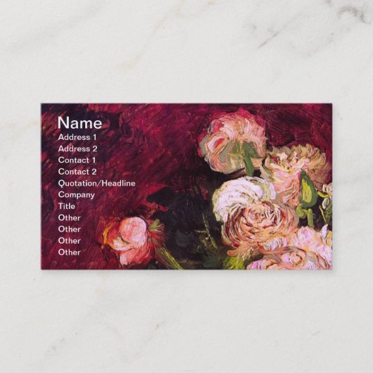 Carte De Visite Bowl avec Peonies & Roses Van Gogh Art (Devant)