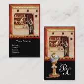 Carte De Visite BOWL OF HYGEIA MONOGRAM Medicine, Pharmacie, noir (Devant / Derrière)