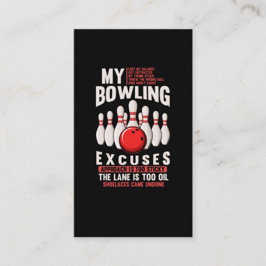Carte De Visite Bowling Excuse l'Humour de Bowler drôle (Devant)