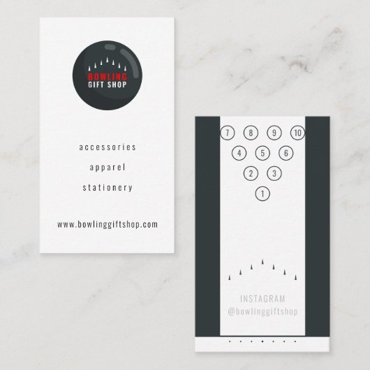 Carte De Visite Bowling | Ligne de déplacement de la goutte de Bow (Devant / Derrière)