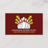 Carte De Visite Bowling Pin Design, Ten Pin Bowling Club (Devant)