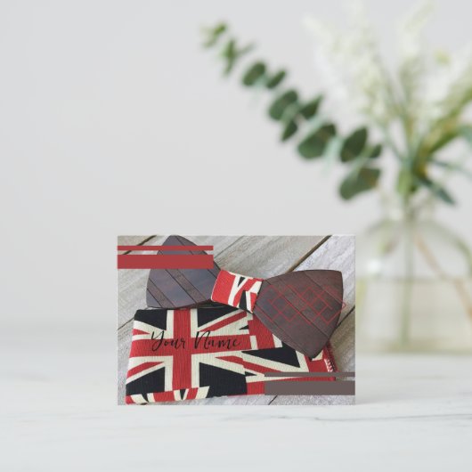 Carte de visite Bowtie en bois (Debout devant)