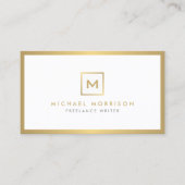 Carte De Visite BOX LOGO avec VOTRE INITIAL/MONOGRAM en Faux Gold (Devant)