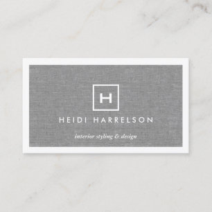 Carte De Visite BOX LOGO avec VOTRE INITIAL/MONOGRAM sur LINEN GRA