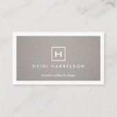 Carte De Visite BOX LOGO avec VOTRE INITIAL/MONOGRAM sur LINGE GRA (Devant)